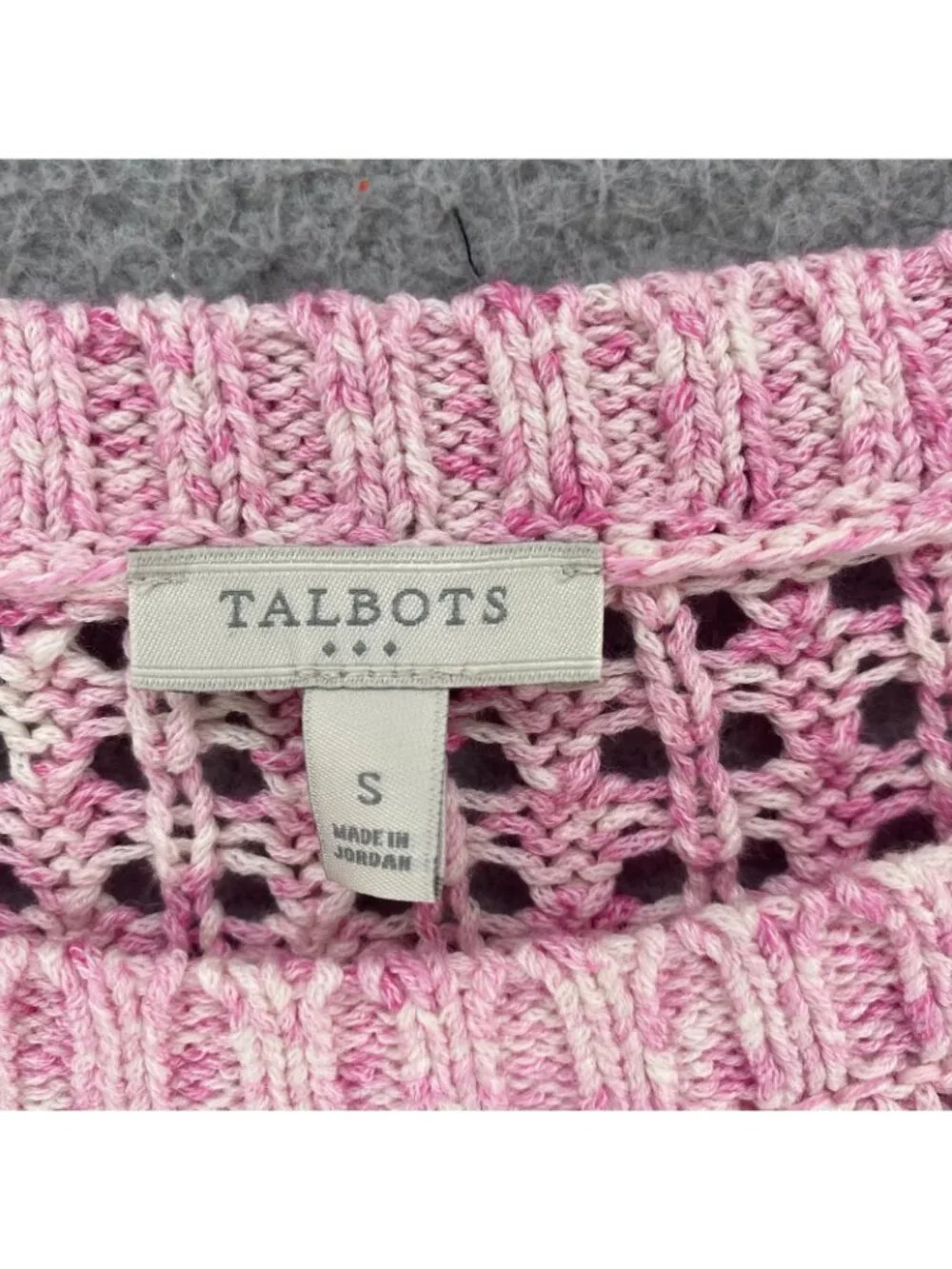 Talbots Sweater Women Small Rainbow Pastel Striped Cotton Chunky Knit Stretch